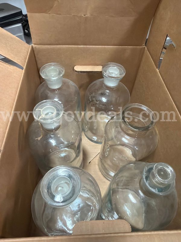 Lot of Glass Reagent Bottles and Assorted Lab Glassware