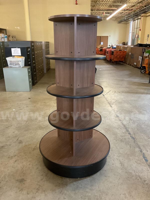 Tall Brown Circular Shelving Unit