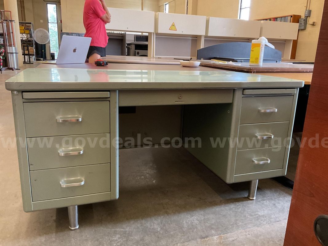 Light green steel case desk