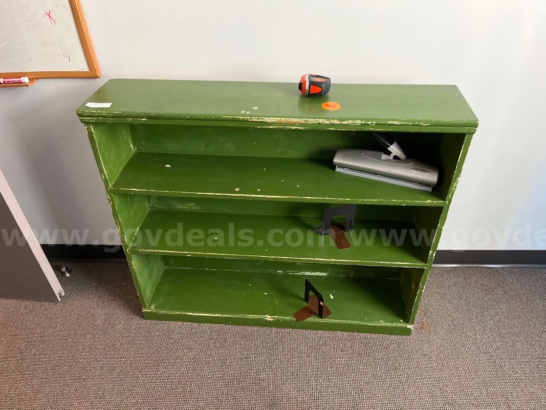 Rustic green wooden shelf