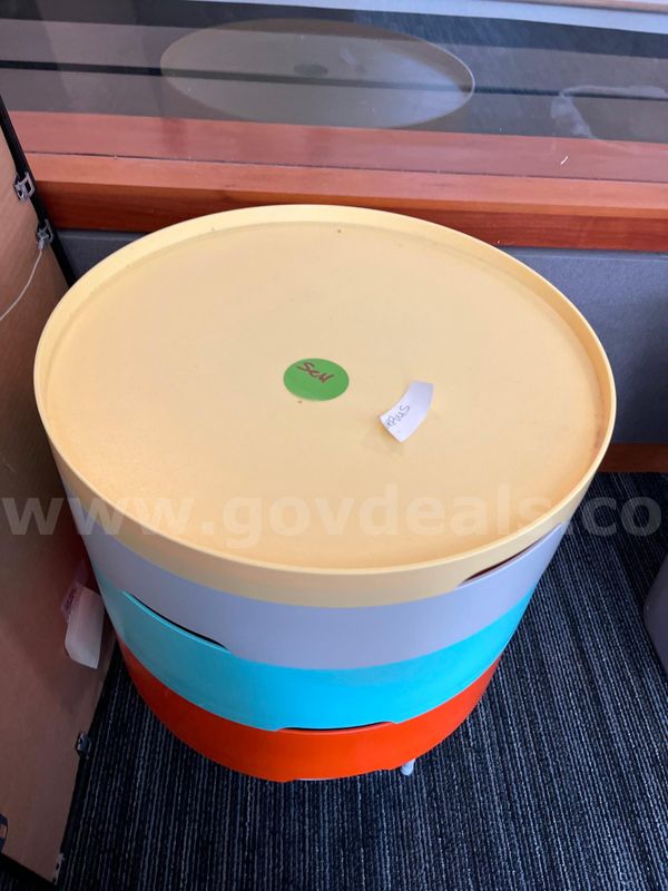 Vintage retro round colorful side table