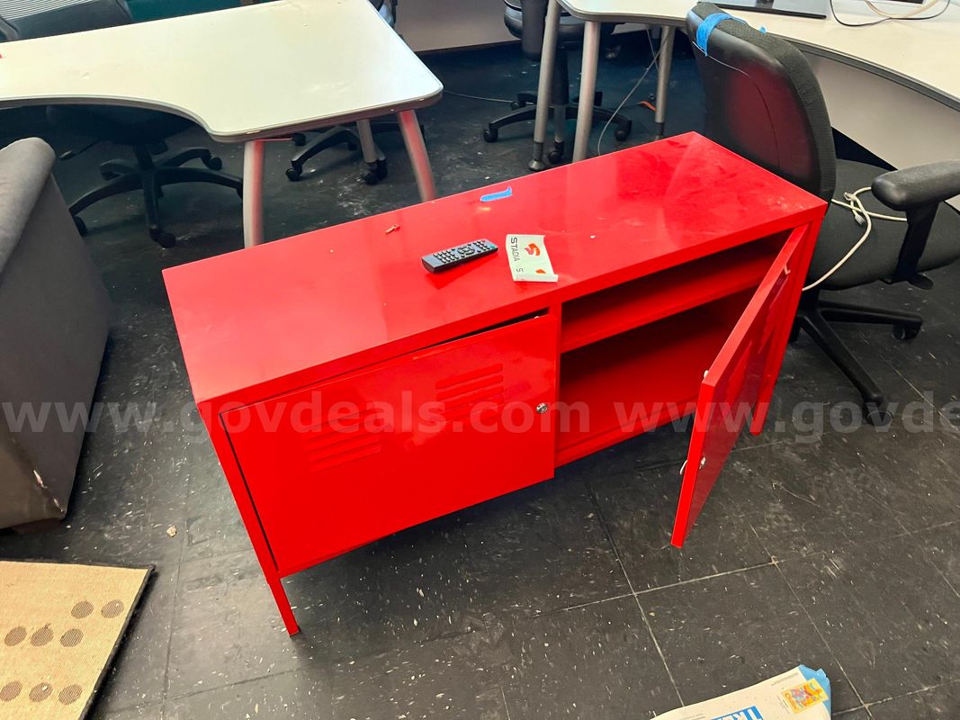 Red Metal TV Stand