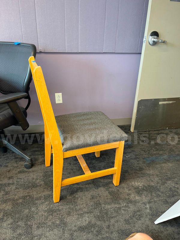 Pale Wooden Chair w/ Grey Cushion
