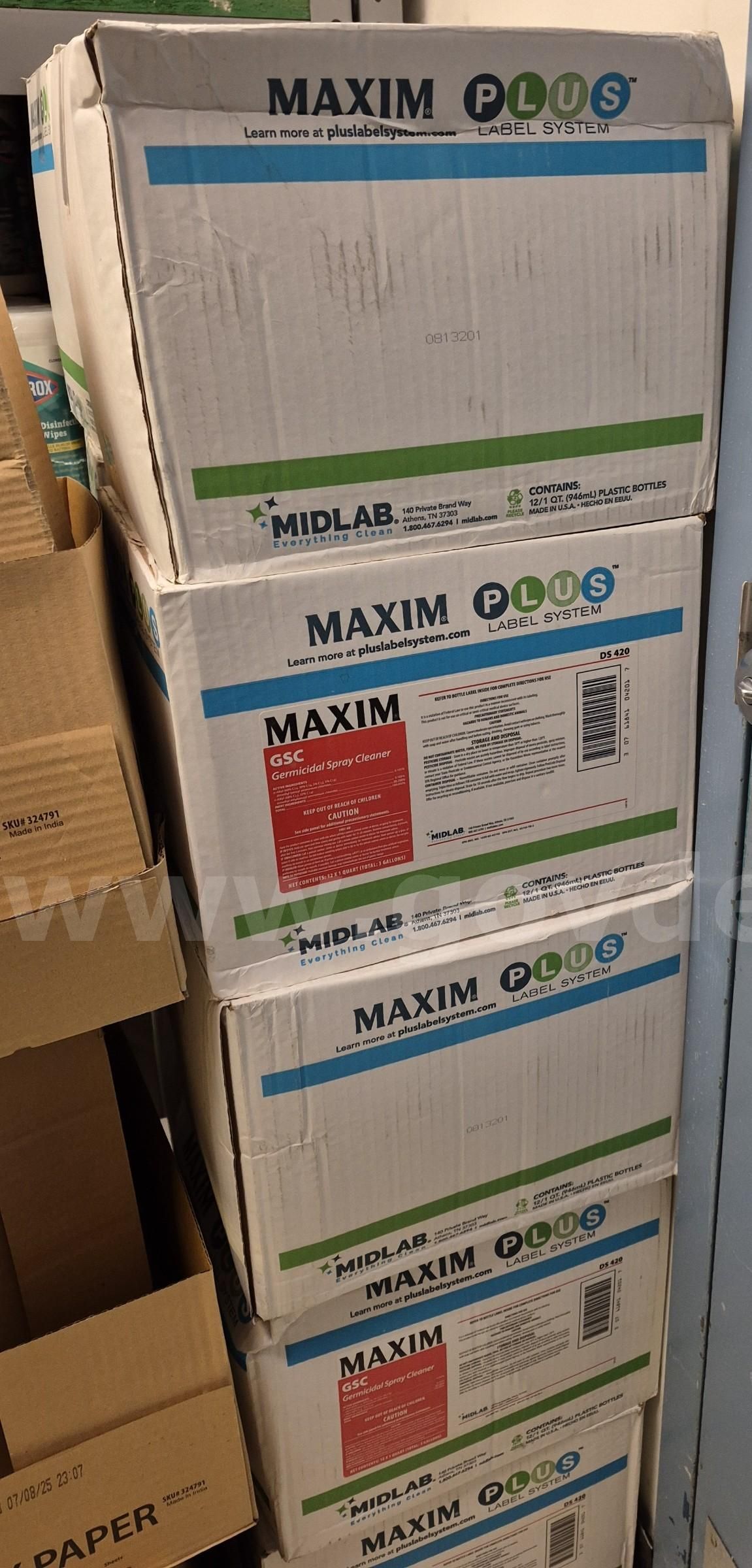 10 Cases of 12 (120) Maxim Plus Germicidal Spray Cleaner Refills